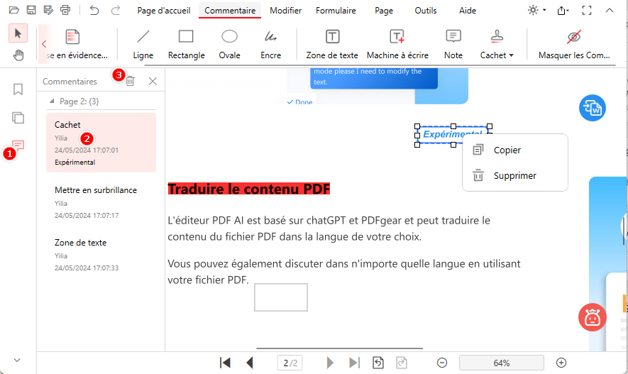 Supprimer l'annotation
