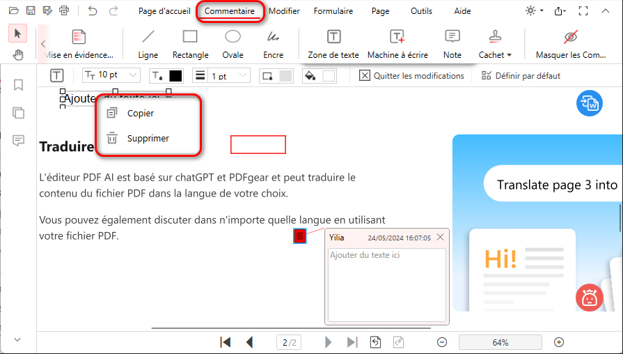 Supprimer le commentaire d'un PDF