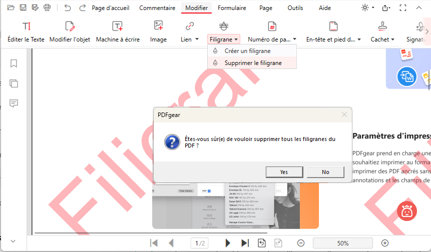 Supprimer les filigranes dans un PDF