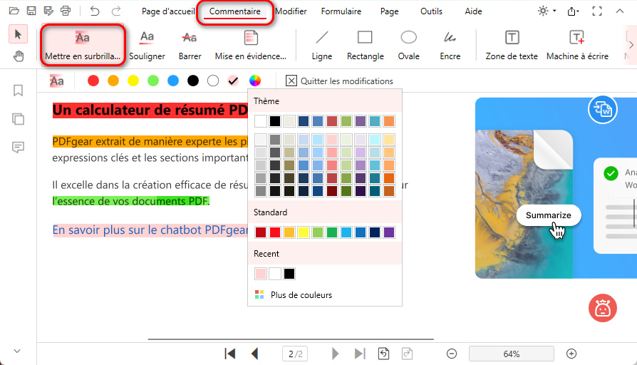Surligner le texte du PDF