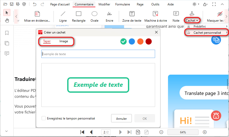 Tampon personnalisé dans le PDF
