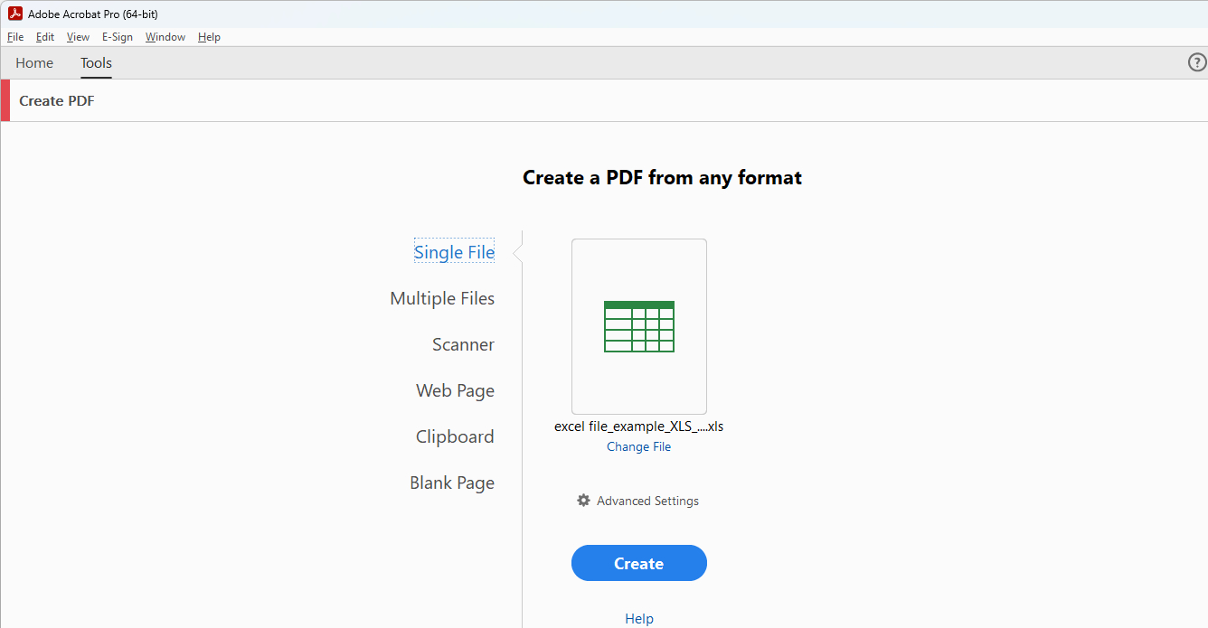 Acrobat Create PDF