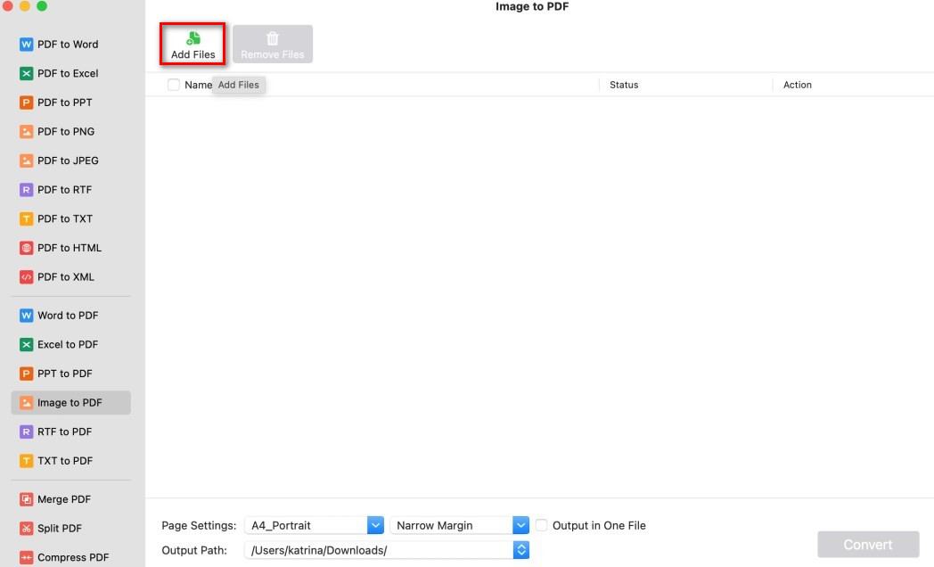Add Images to Convert to PDF