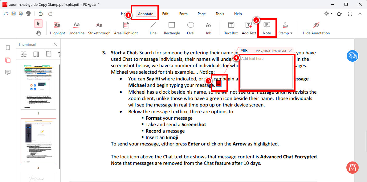 Add Notes Offline with PDFgear