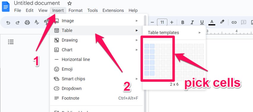 Insert a Table to the Google Doc
