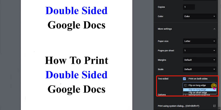 Check Print on Both sides in More Settings
