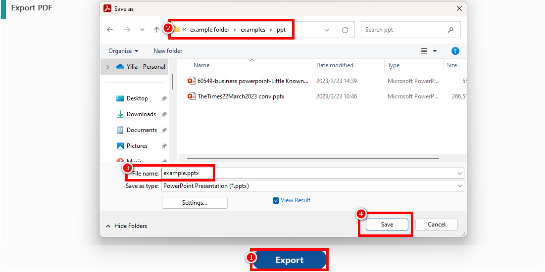 Choose a Folder and Save the PPT