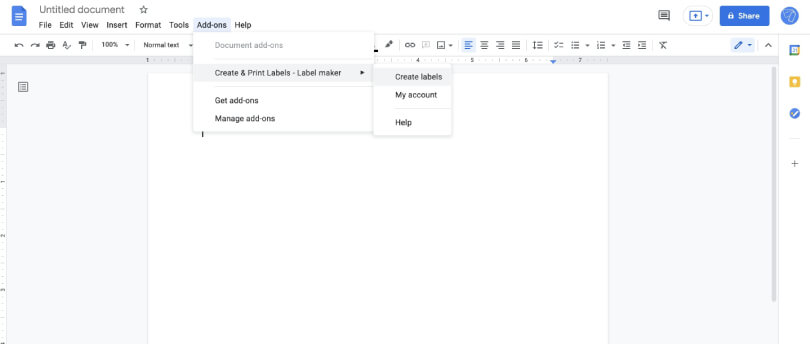 Click Add-on to Launch Labelmaker