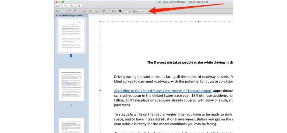 Click the Crop Button in Preview