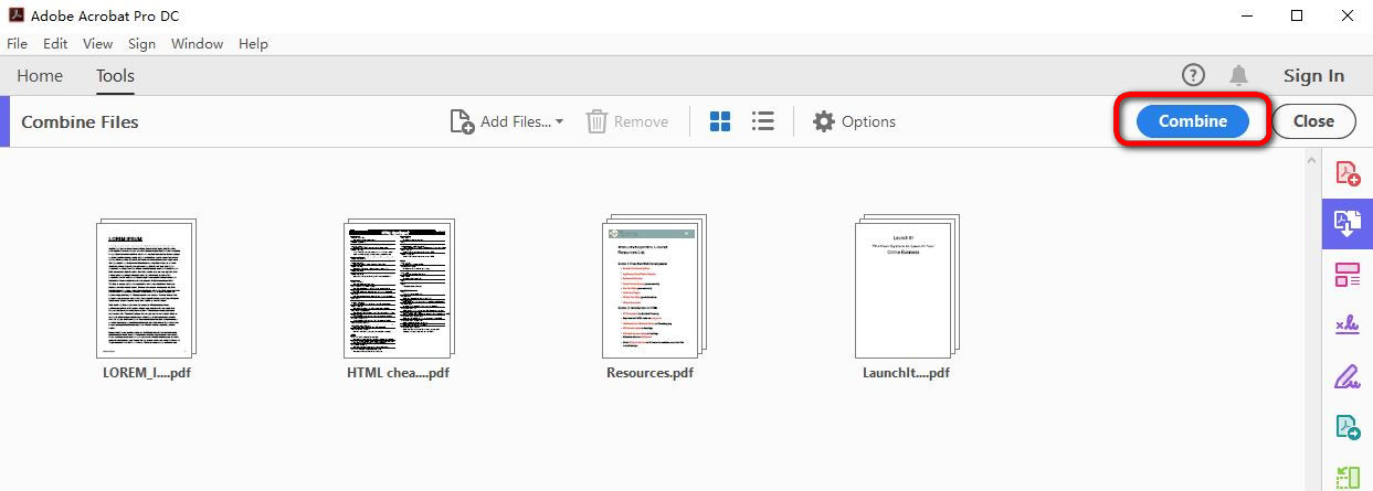 Combine PDF in Adobe Acrobat Reader