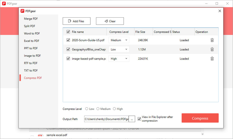 Compress and Export PDF with PDFgear Desktop