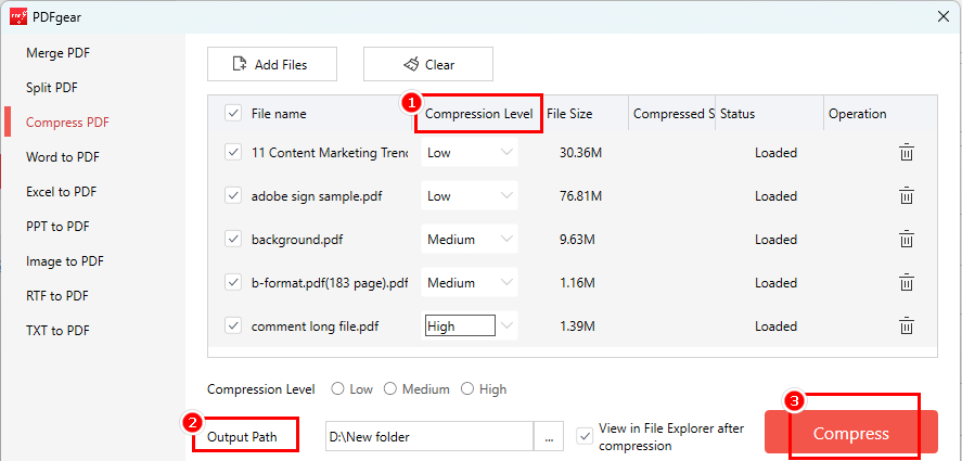 Batch Compress PDF Files Offline