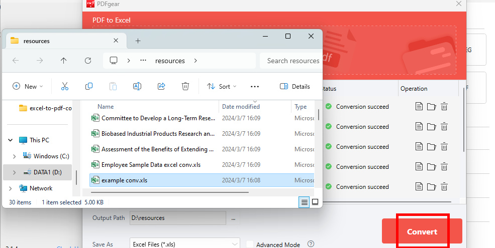 Convert PDF to Excel Using PDFgear