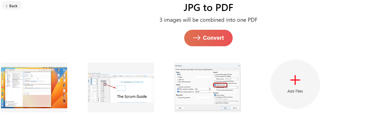 Convert JPG to PDF in PDFgear