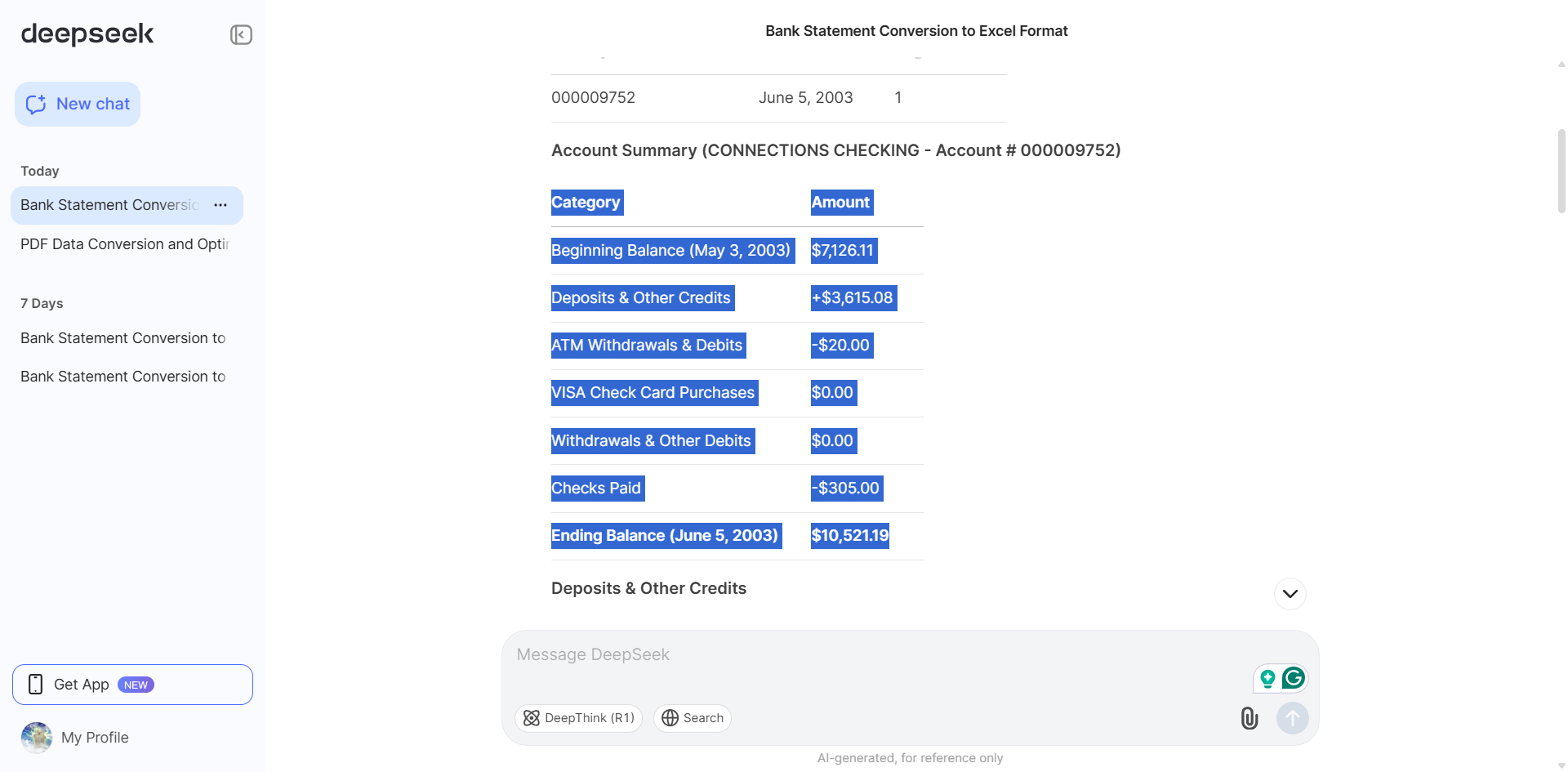 Copy Formatted Table in DeepSeek