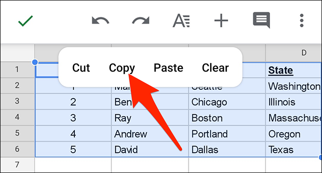 Copying Contents from Google Spreadsheet