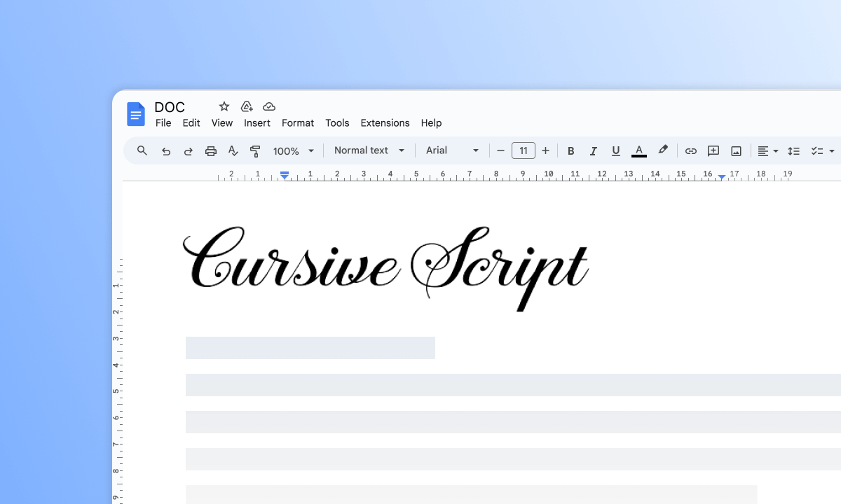 Cursive Fonts on Google Docs