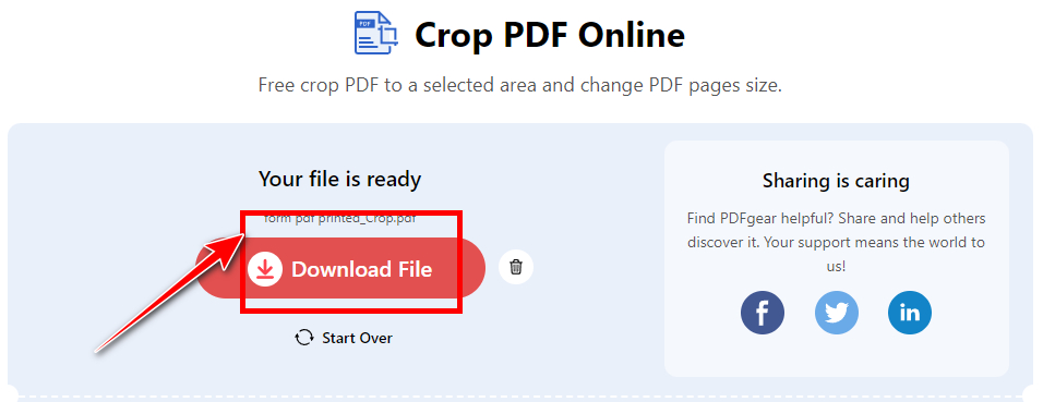 Save the Cropped PDF from PDFgear