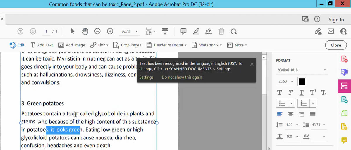 Edit Existing Text in Scanned PDF in Acrobat