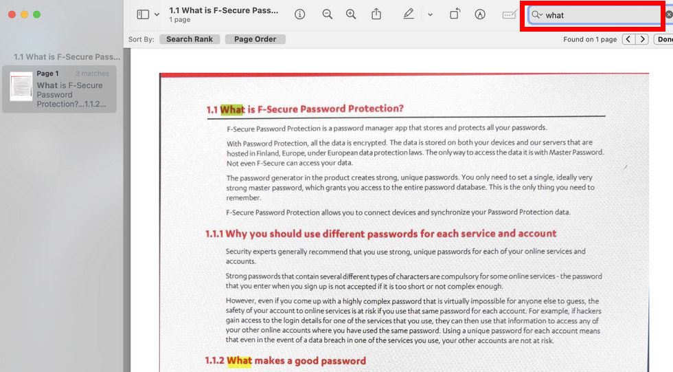 Search in PDF with Preview on Mac