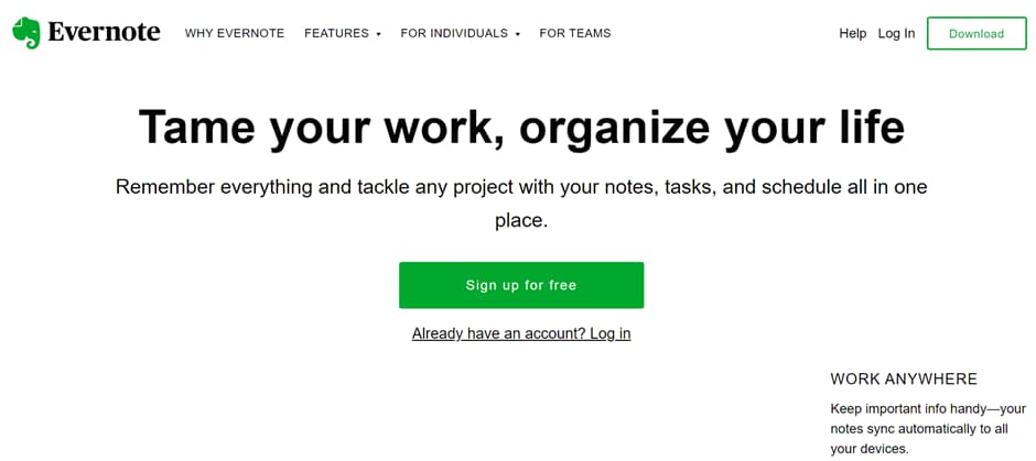 Evernote Writing App for Android