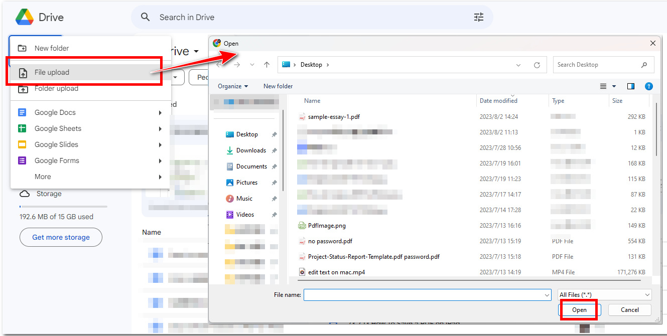 Add the Excel to Google Drive
