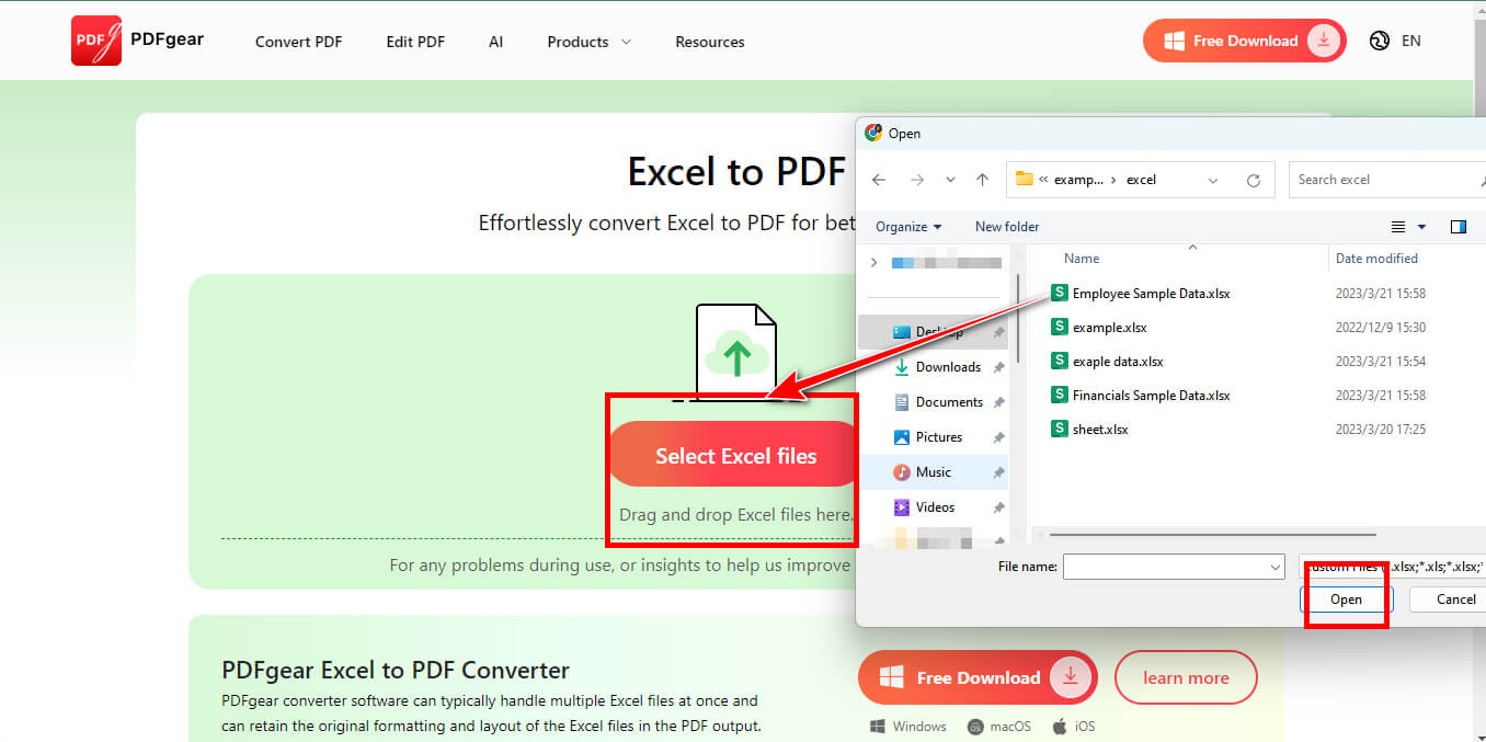 Upload the Excel from Your Device