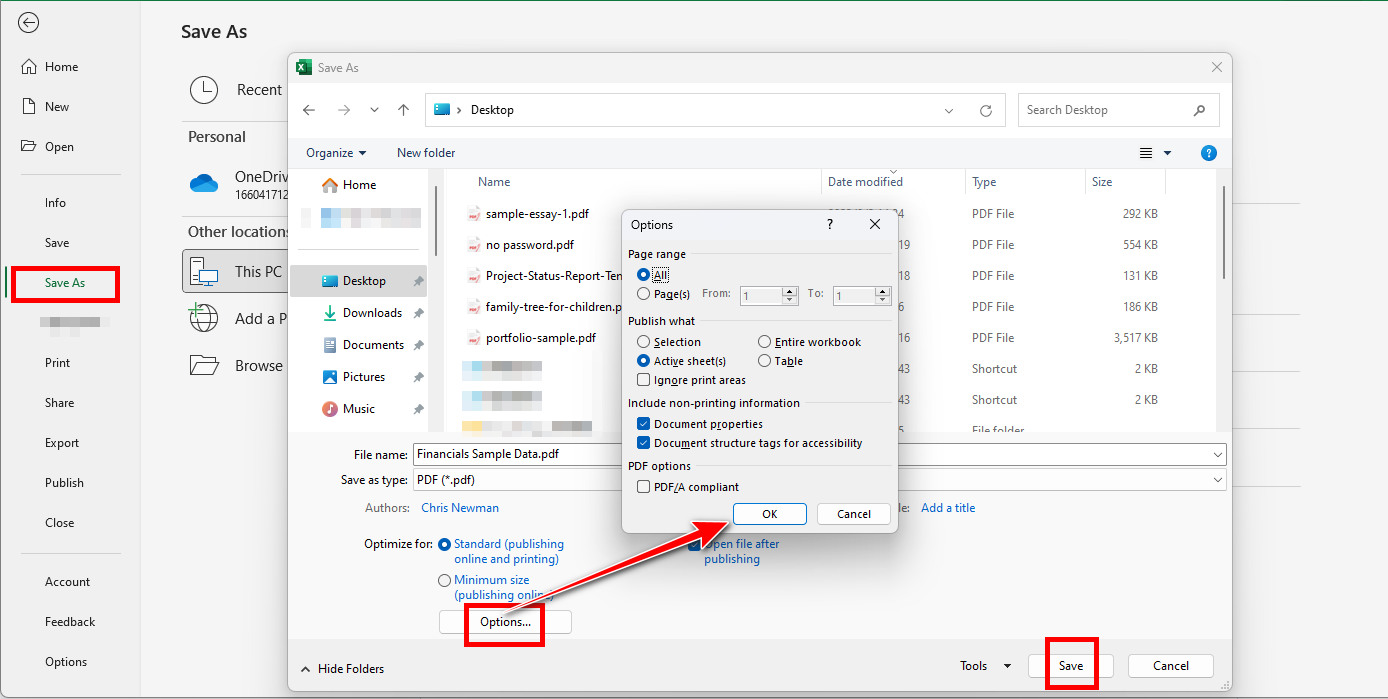 Save Excel as PDF with Microsoft Excel