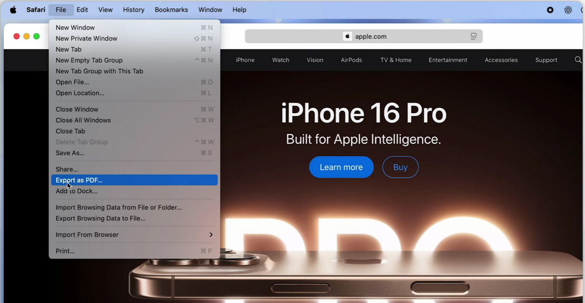 Export Webpage as PDF