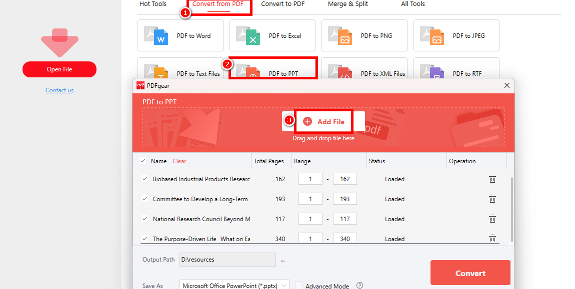 Choose and Import PDFs to PDFgear