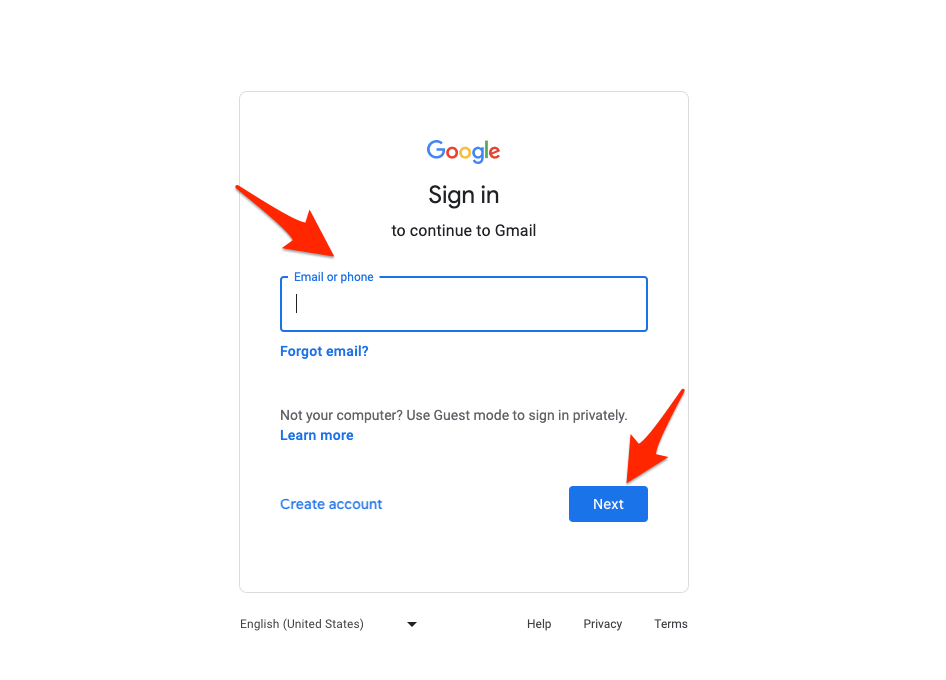 Gmail Login page