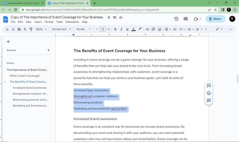 Highlight the Texts You Wish to Add a Checkbox