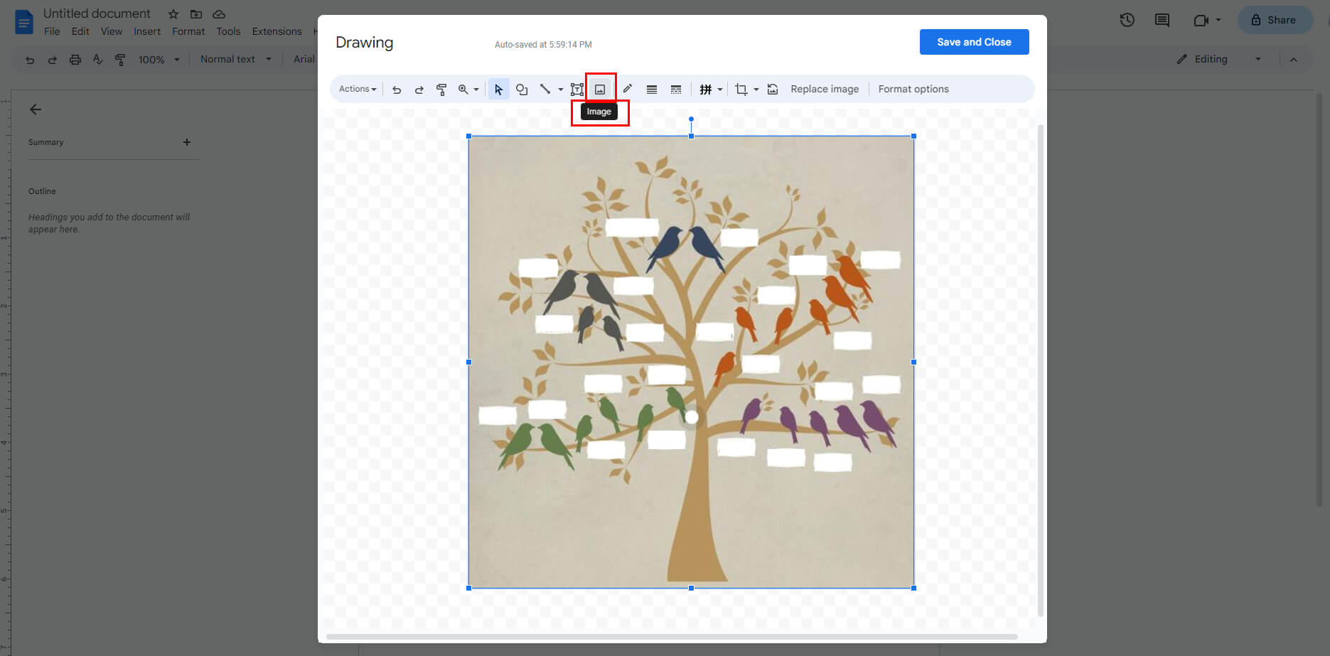 Import the Picture to Drawing Pop-up
