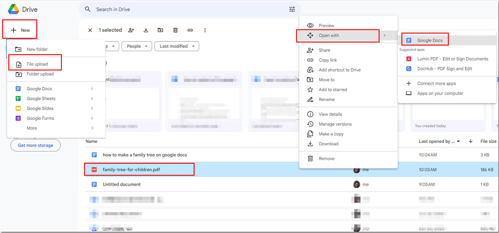 Open the Family Tree Template with Google Docs