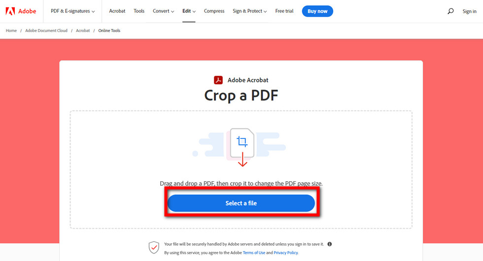 Select a PDF file to Crop
