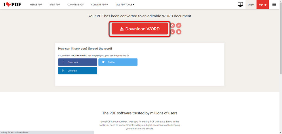 Download Word from iLovePDF