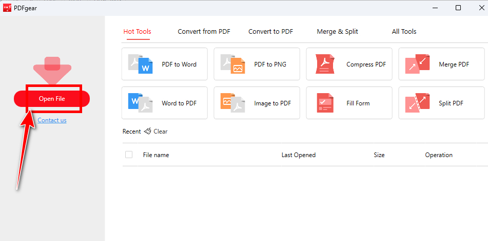 Add the PDF File to PDFgear