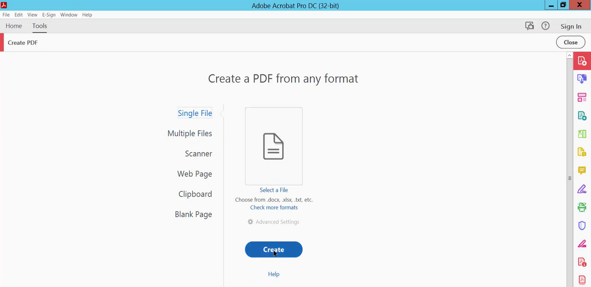Create PDF from Scanned PDF in Acrobat
