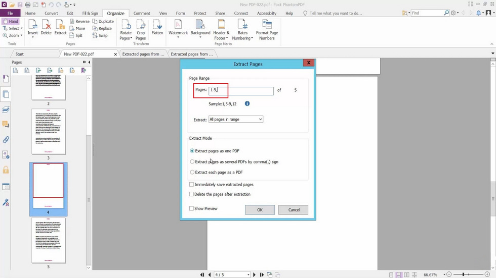 Input Page Range Foxit