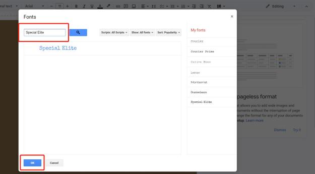 Insert Typewriter Fonts in Google Docs