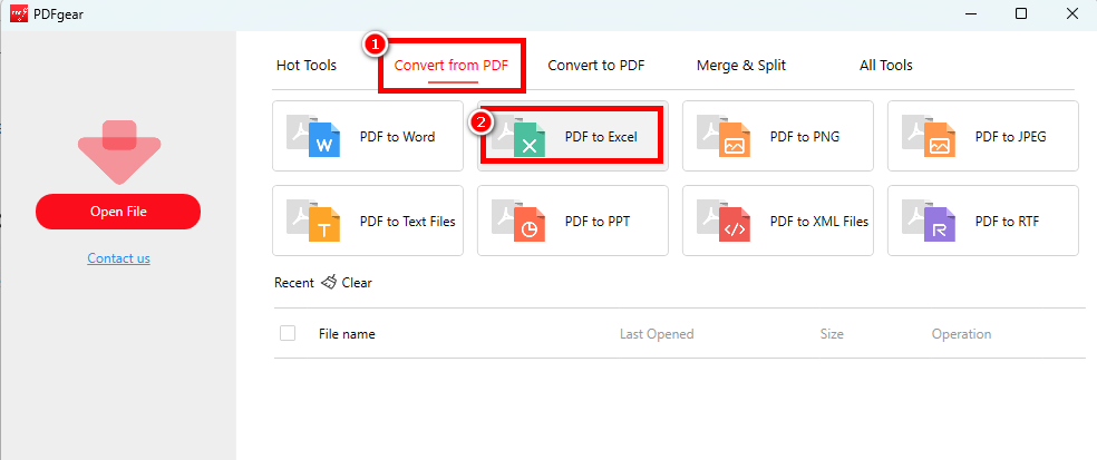 Go to PDFgear PDF to Excel Converter Tool