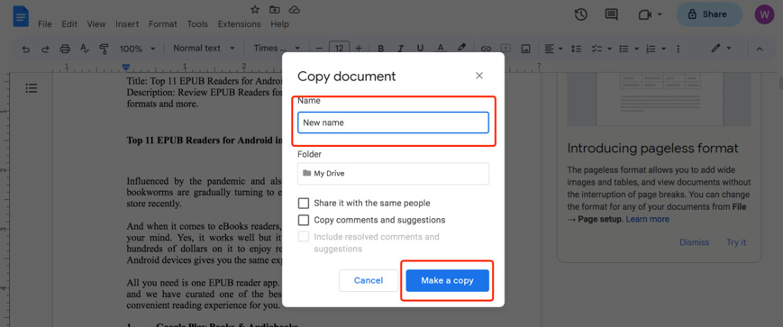 Make a Copy for Google Docs