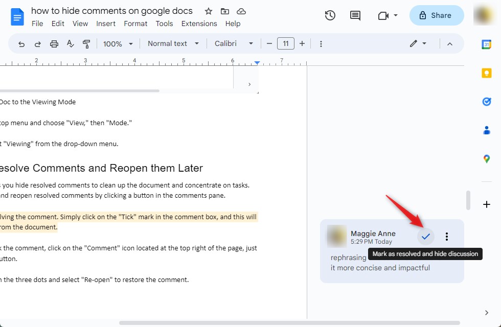 How to use Google Docs comments