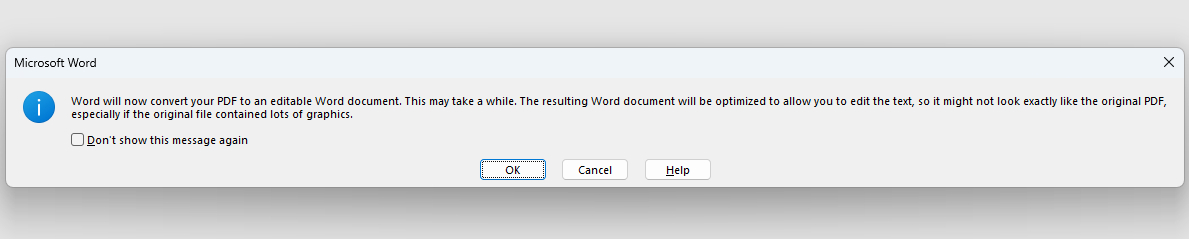 Microsoft Word Turning PDF to Editable Word