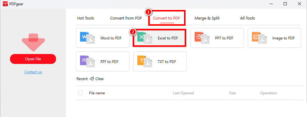 Go to PDFgear Excel to PDF Converter Tool