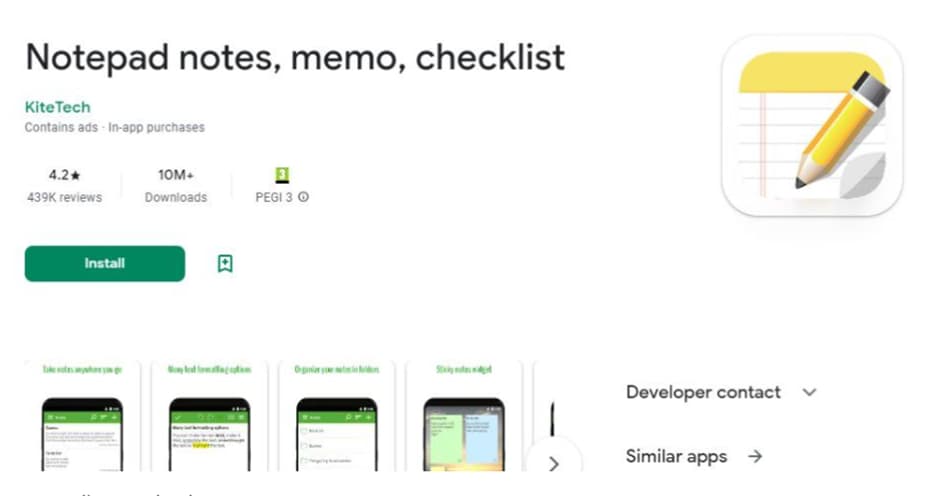 Notepad Writing App for Android