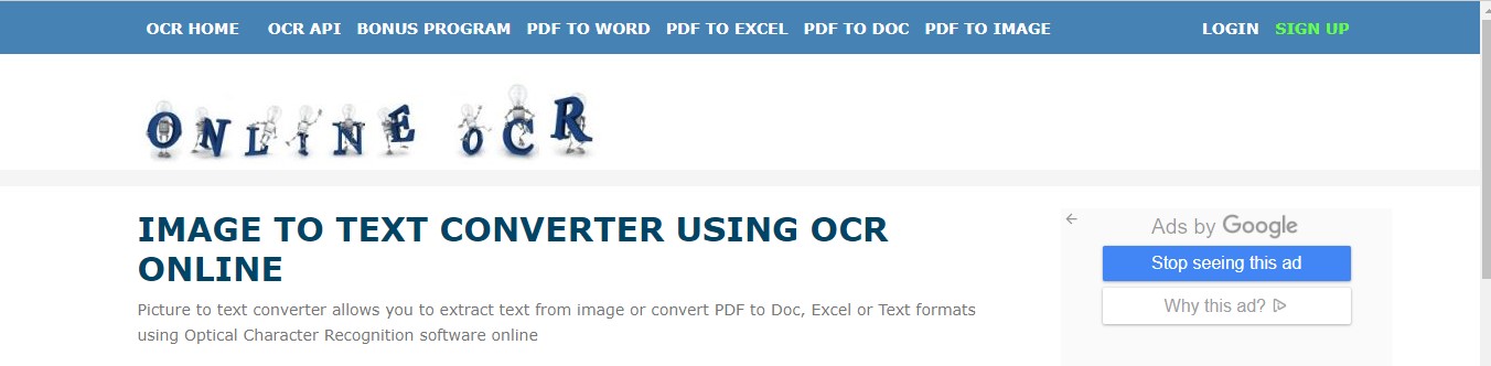 Go to OCR Online Tool