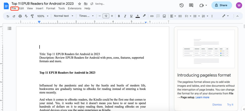 Open Google Docs