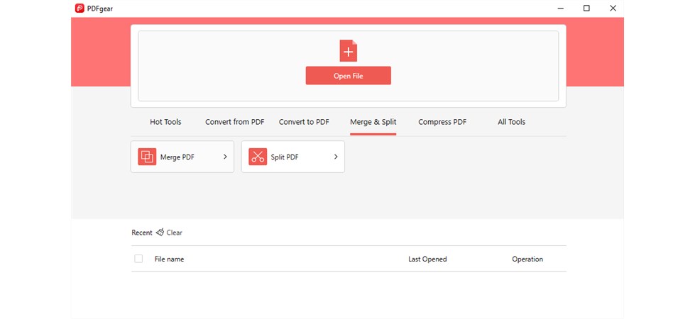 Open PDFgear Merge Tool