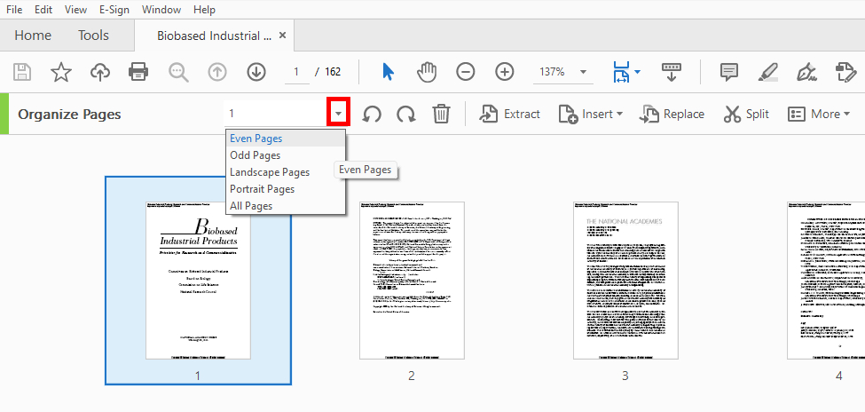 Select a Splitting Mode in Adobe Acrobat DC